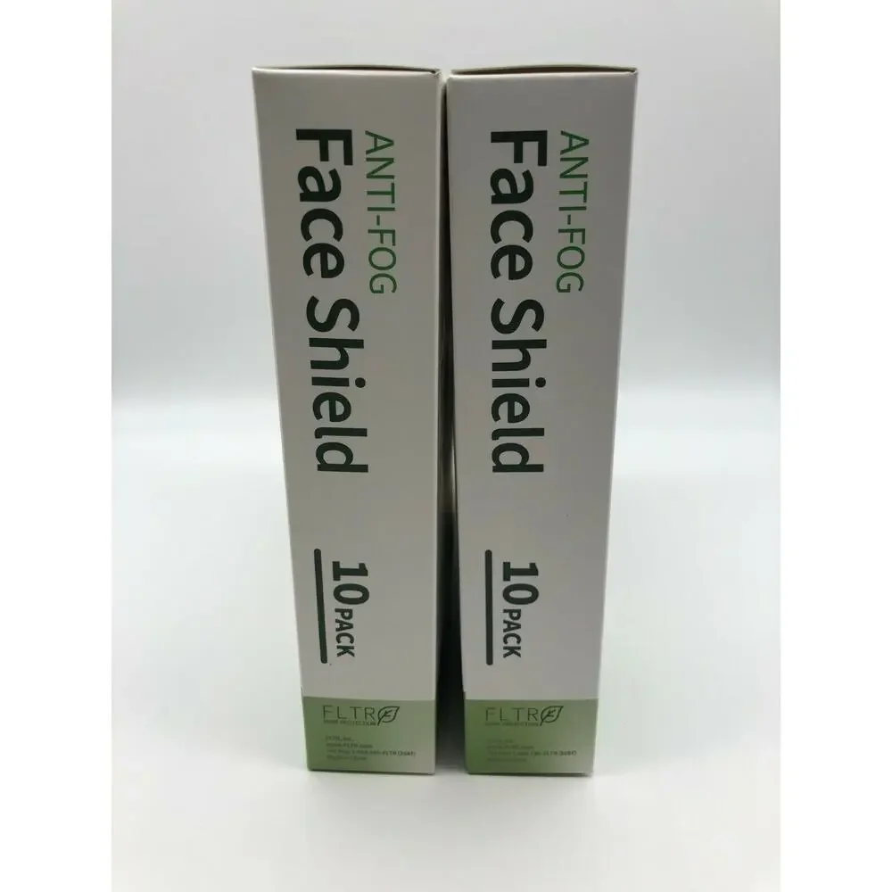 Face Shields 10-pack Barrier Comfort FLTR Pure Protection Anti-Fog Lot of 2